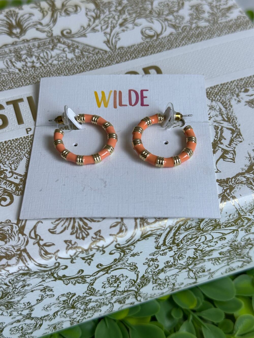 BOGO FREE Wilde enamel hoop, orange 1 inch earrings
